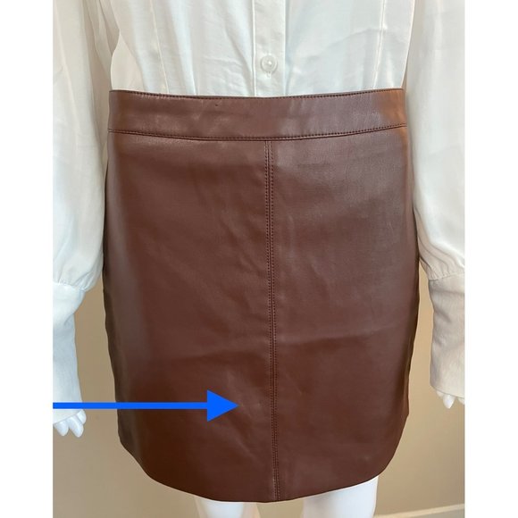 Altar'd State Chocolate Faux Leather Mini Skirt M - Picture 3 of 12